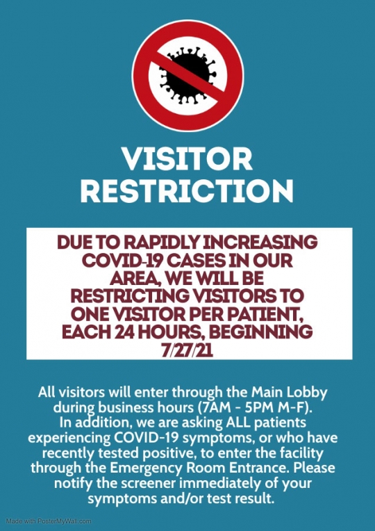 Richardson Medical Visitor Restriction Notice